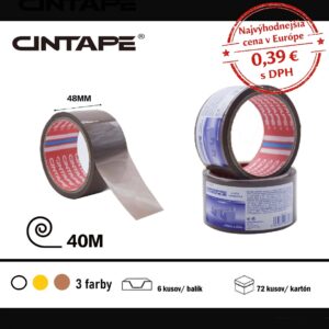 Lepiaca páska CINTAPE® – 48 mm x 40m x 45 mic, hnedá,  6 ks v balení DOPREDAJ