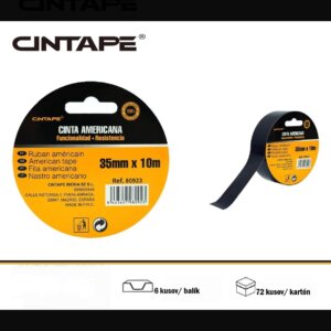 Univerzálna textilná zosilnená páska DUCT TAPE CINTAPE® – 35mm x 10m x 190mic, čierna, 6 ks v balení