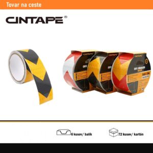 Reflexná výstražná páska šráfovaná CINTAPE® – 50mm x 15m, mix farieb, 6 ks v balení