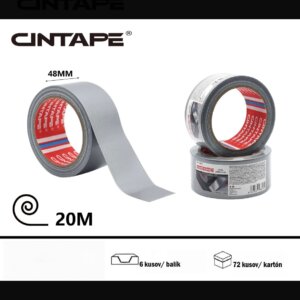 Univerzálna textilná zosilnená páska DUCT TAPE CINTAPE®  – 48mm x 20m x 190mic, strieborná, 6 ks v balení