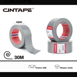 Univerzálna textilná zosilnená páska DUCT TAPE CINTAPE®  –  48mm x 30m x 190mic, strieborná, 6 ks v balení