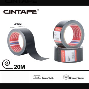 Univerzálna textilná zosilnená páska DUCT TAPE CINTAPE®  – 48mm x 20m x 190mic, čierna, 6 ks v balení