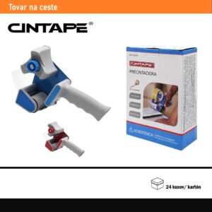 Ručný odvíjač lepiacej pásky CINTAPE® – s pohodlným uchopením a kovovým nožom, 2 ks v balení