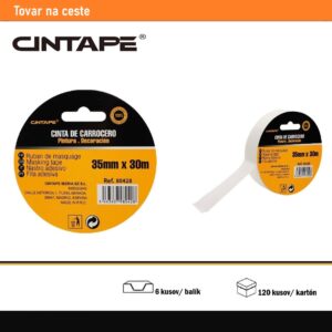 Krepová maliarska páska CINTAPE® – 35mm x 30m, biela, 12 ks v balení