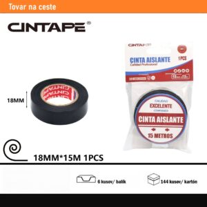 Elektroizolačná PVC páska CINTAPE® – 18mm x 15m, čierna, 6 ks v balení