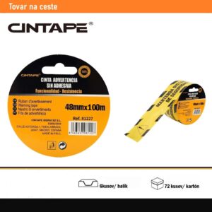 Výstražná páska s textom CINTAPE® – 48mm x 100m, žltá, 6 ks v balení