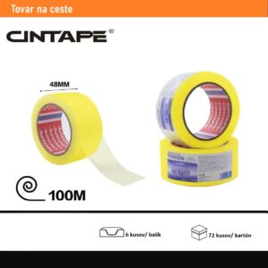 Lepiaca páska CINTAPE® – 48 mm x 100 m x 44mic, žltá transparentná,  6 ks v balení