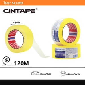 Lepiaca páska CINTAPE® – 48 mm x 120 m x 44 mic, žltá transparentná,  6 ks v balení