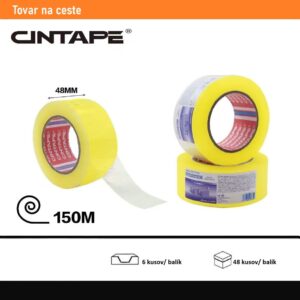 Lepiaca páska CINTAPE® – 48 mm x 150 m x 44 mic, žltá transparentná,  6 ks v balení