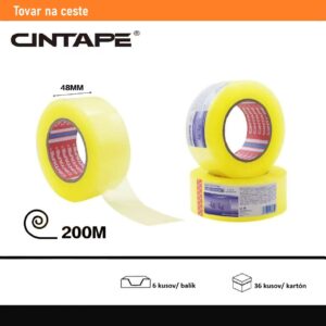 Lepiaca páska CINTAPE® – 48 mm x 200 m x 44 mic, žltá transparentná,  6 ks v balení