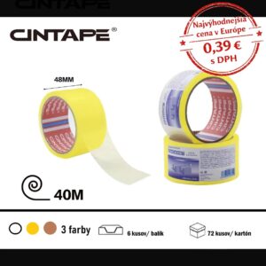 Lepiaca páska CINTAPE® – 48 mm x 40 m x 44mic, žltá transparentná,  6 ks v balení DOPREDAJ