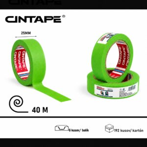 UV odolná krepová maliarska páska CINTAPE® – 25mm*40m*110mic, zelená, 6 ks v balení